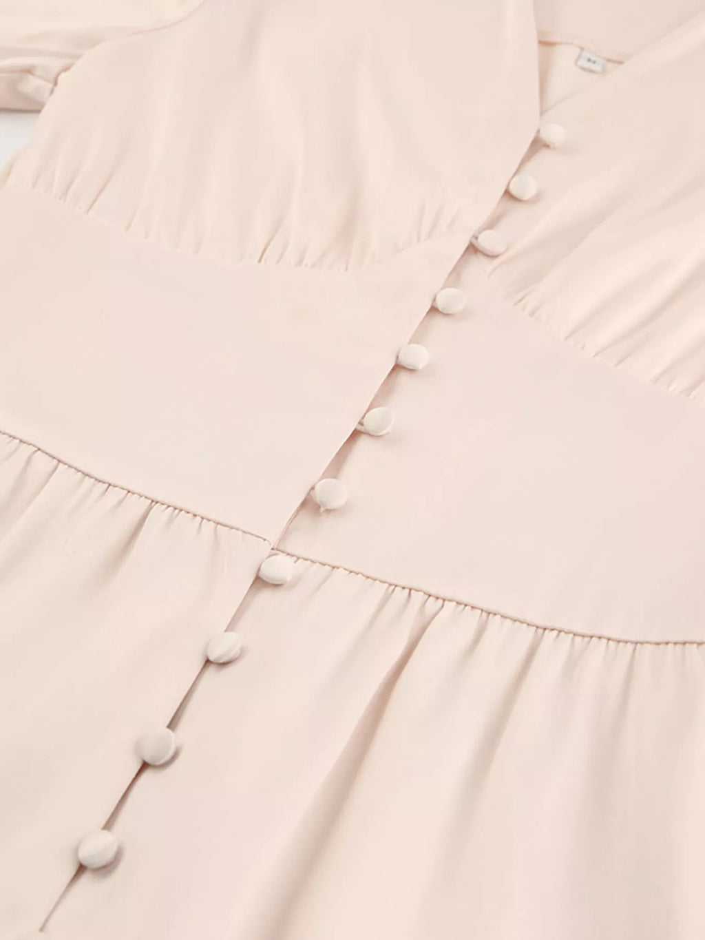 Elegant V-neck Puff Sleeve Button-down Midi Dress (8)