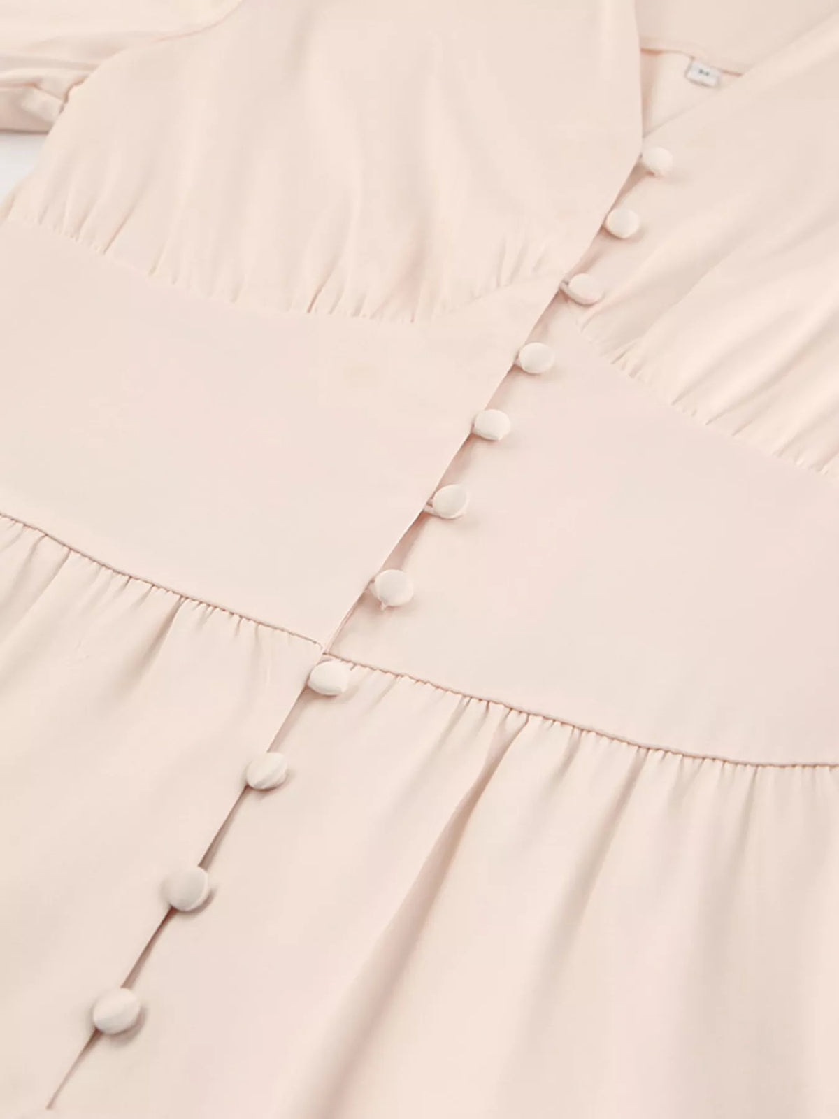 Elegant V-neck Puff Sleeve Button-down Midi Dress (8)