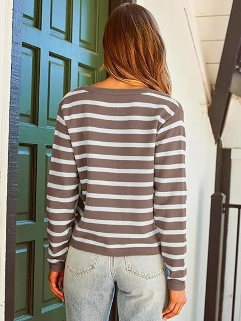 Striped Button-up Cardigan (5)