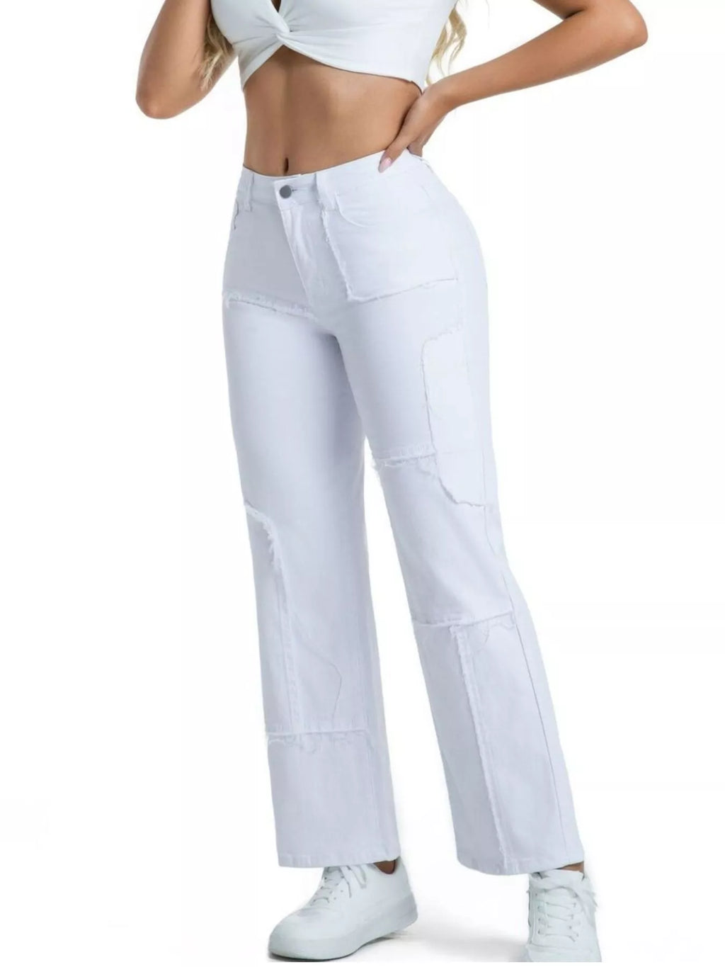 Frayed Edge Straight Leg Jeans (19)