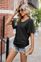 Flutter Sleeve Eyelet Gathered Detail Top (22)