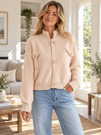 Button-down Knit Cardigan styled on a model