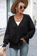 Button-up Dropped Shoulder Cardigan