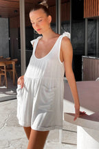 Full Size Scoop Neck Tie Shoulder Romper (3)