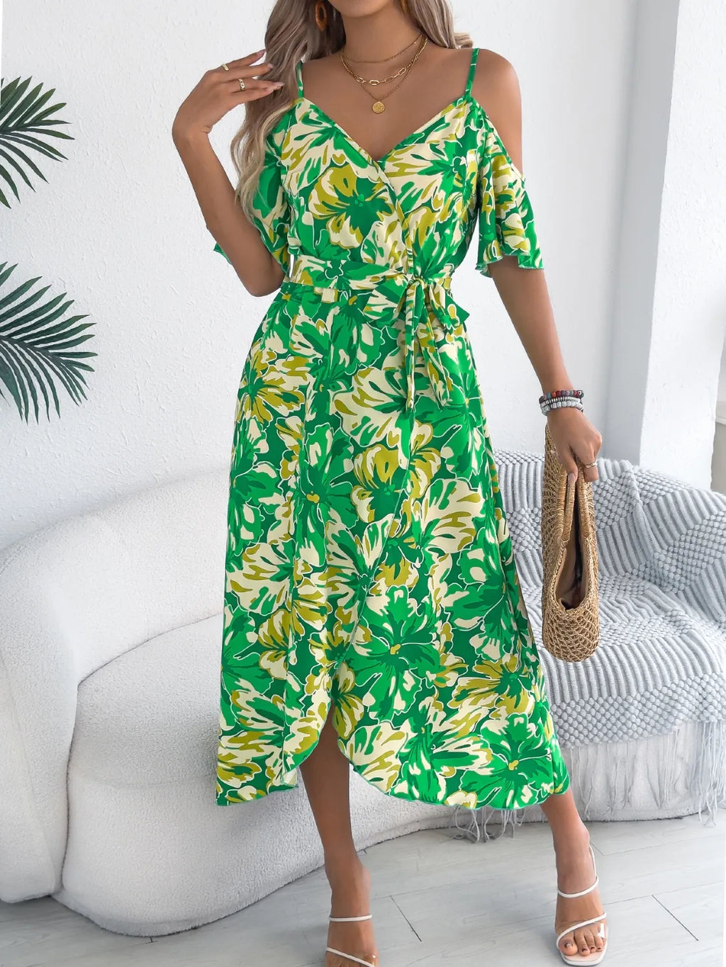 Printed Cold Shoulder Midi Cami Dress (13)