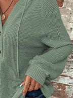 Waffle Knit Button Detail Hoodie (34)