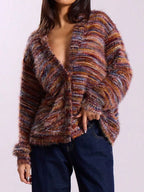 Chunky Knit V-neck Button-up Cardigan (5)