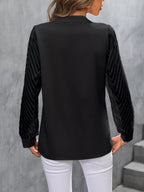 Sheer Sleeve V-neck Blouse (6)