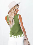 Cutout Tassel Round Neck Tank (16)