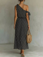 Full Size Polka Dot One-shoulder Maxi Dress Plus (2)