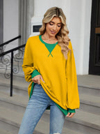 Contrast Round Neck Long Sleeve Sweatshirt (21)