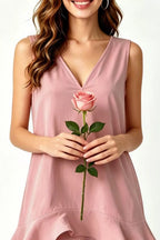 Full Size Sleeveless V-neck Ruffle Hem Mini Dress Plus (12)