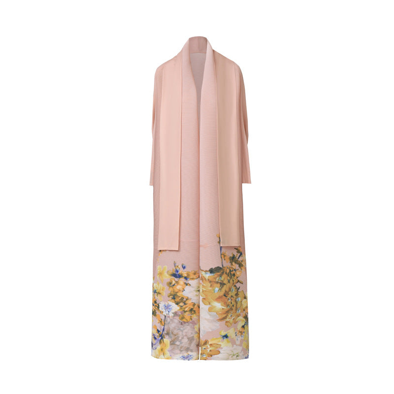 Printed Long Sleeve Scarf Cardigan Dress variant CJLY228221102BY