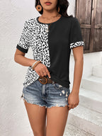 Leopard Round Neck Short Sleeve Tee (4)