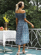 Off Shoulder Floral Slit Dress (2)