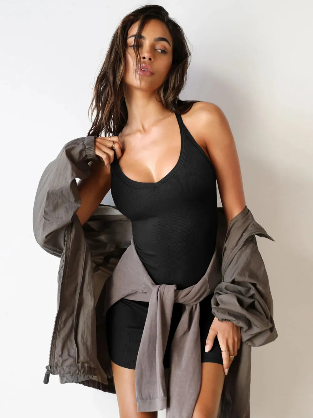 Scoop Neck Wide Strap Mini Dress (15)