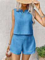 Sleeveless Top Shorts Casual Set (15)