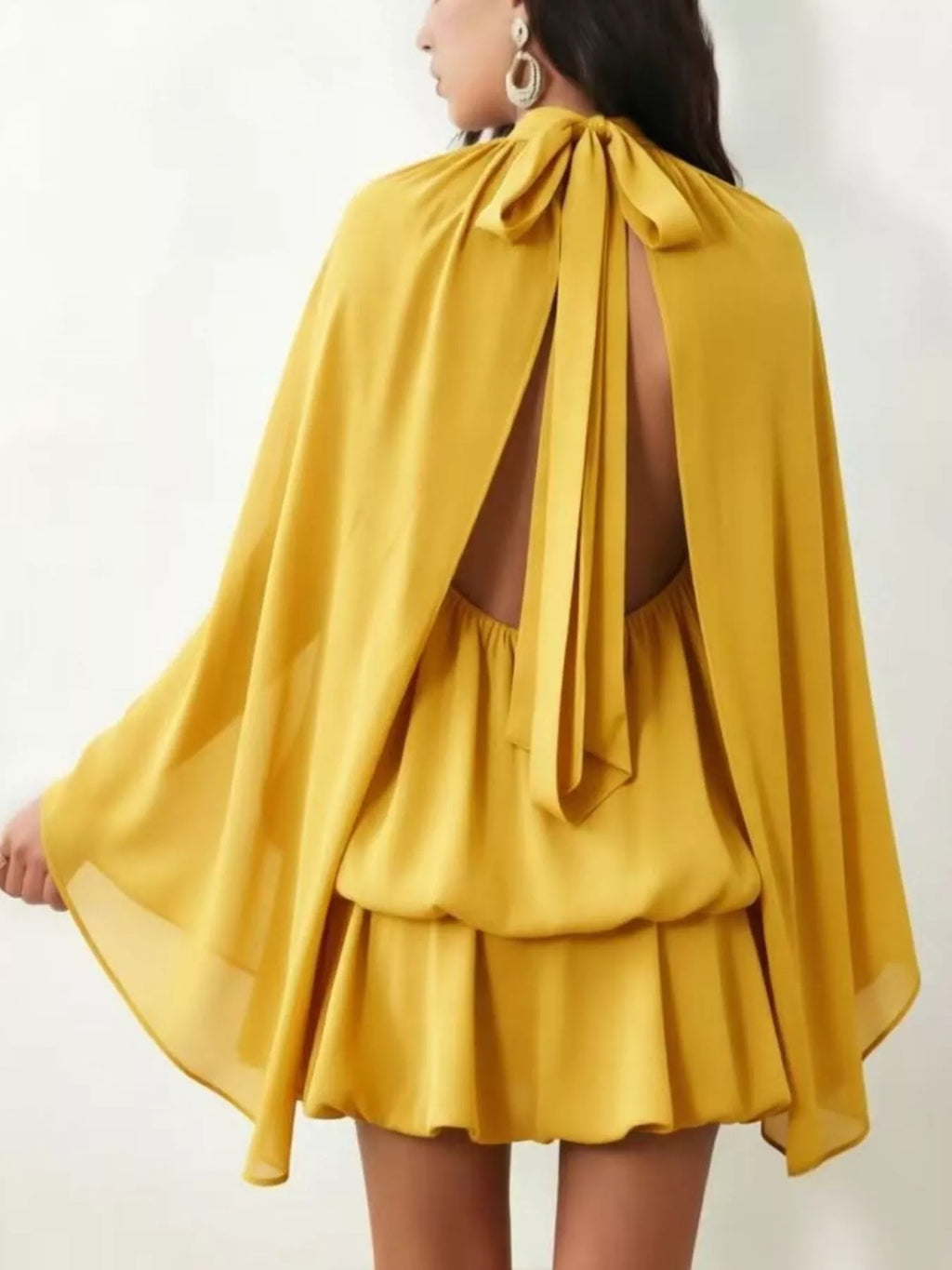 Tie Back Flare Sleeve Mini Dress (20)