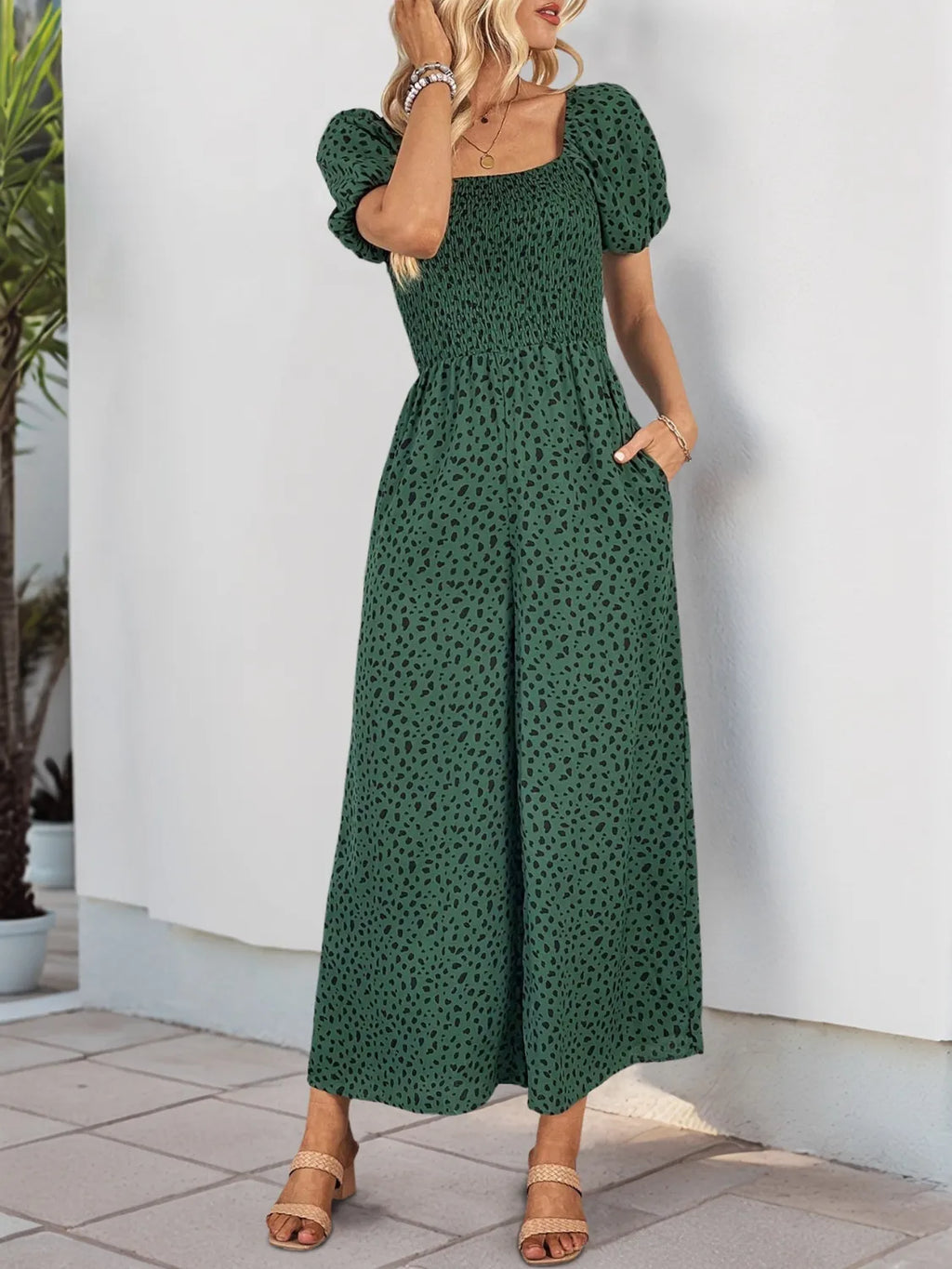 Printed Square Neck Puff Sleeve Jumpsuit (8)