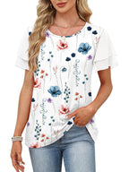 Layered Short Sleeve Round Neck T-shirt (33)