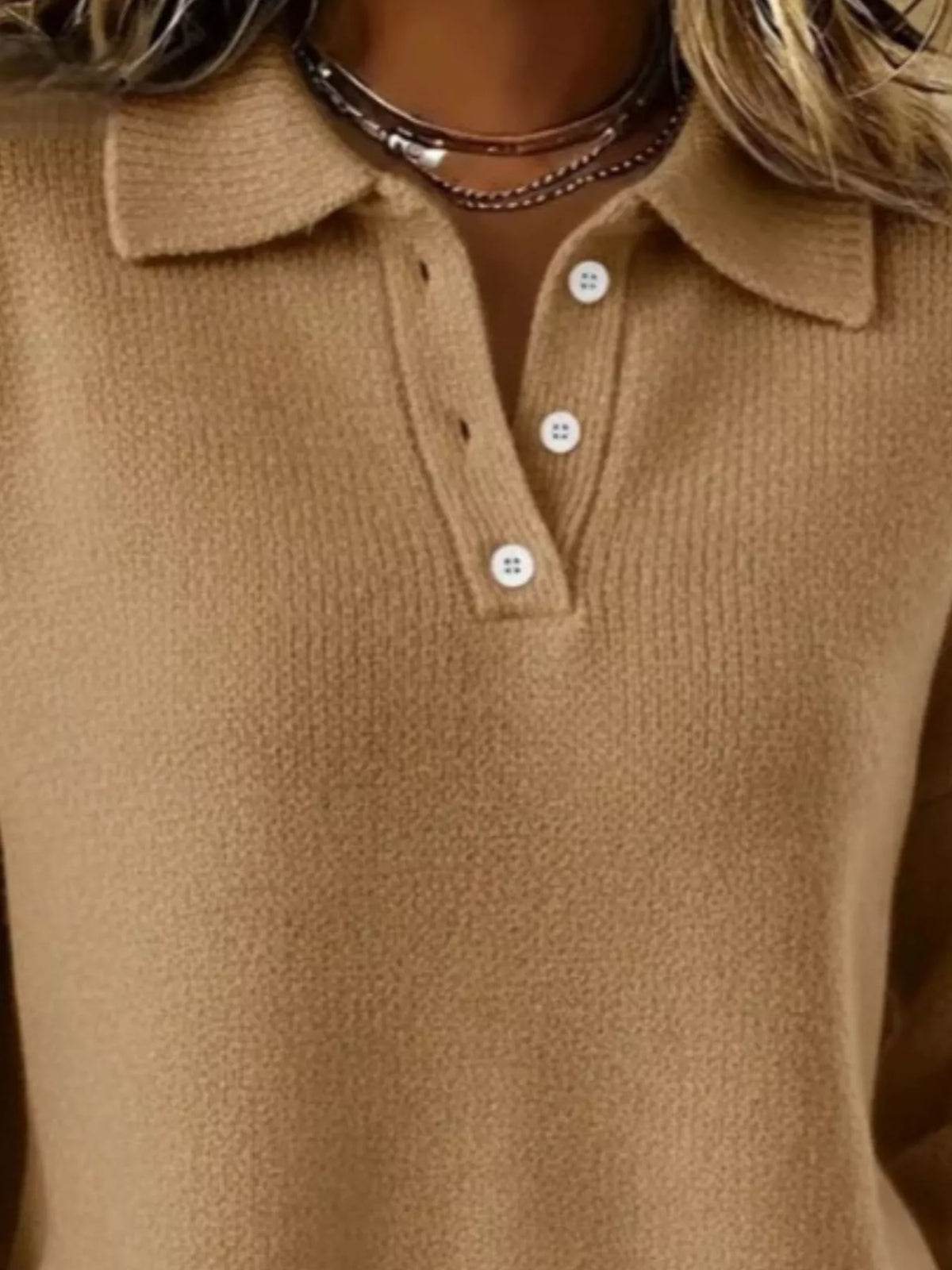 Full Size Button Detail Drop Shoulder Sweater Plus (18)