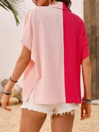 Contrast Collared Neck Short Sleeve Shirt (2)