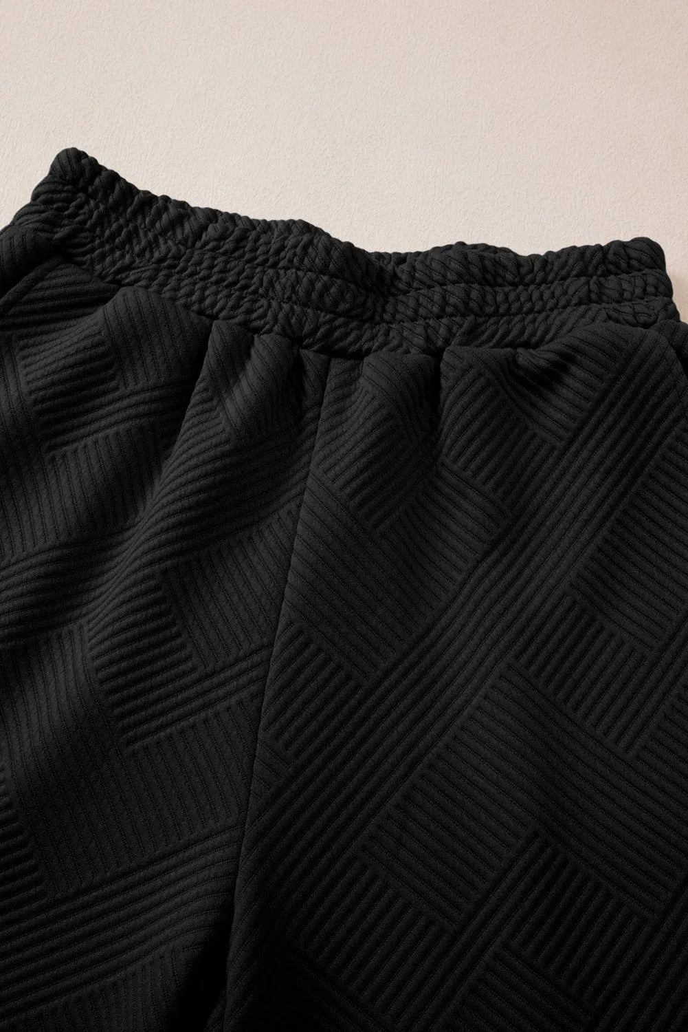 Textured Long Sleeve Top Drawstring Pants Set (12)