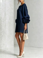 3d Floral 3/4 Sleeve Mini Dress (22)