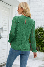 V-neck Flounce Sleeve Lace Top (6)