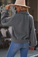 Quarter-snap Collared Lantern Sleeve Sweatshirt (19)