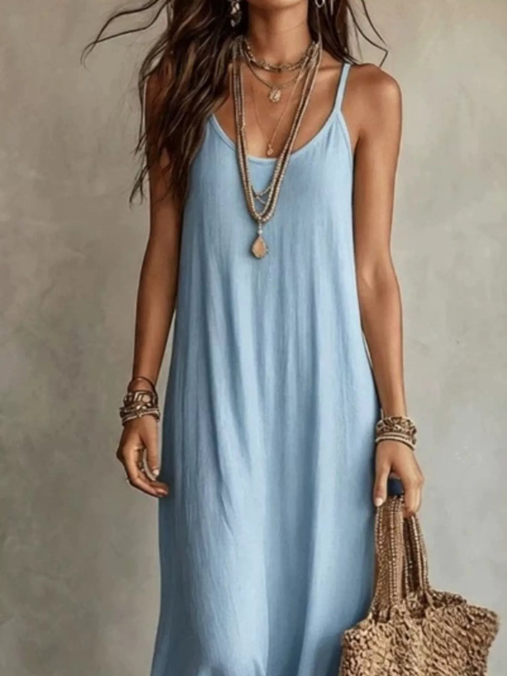 Full Size Scoop Neck Spaghetti Strap Maxi Dress Plus (8)