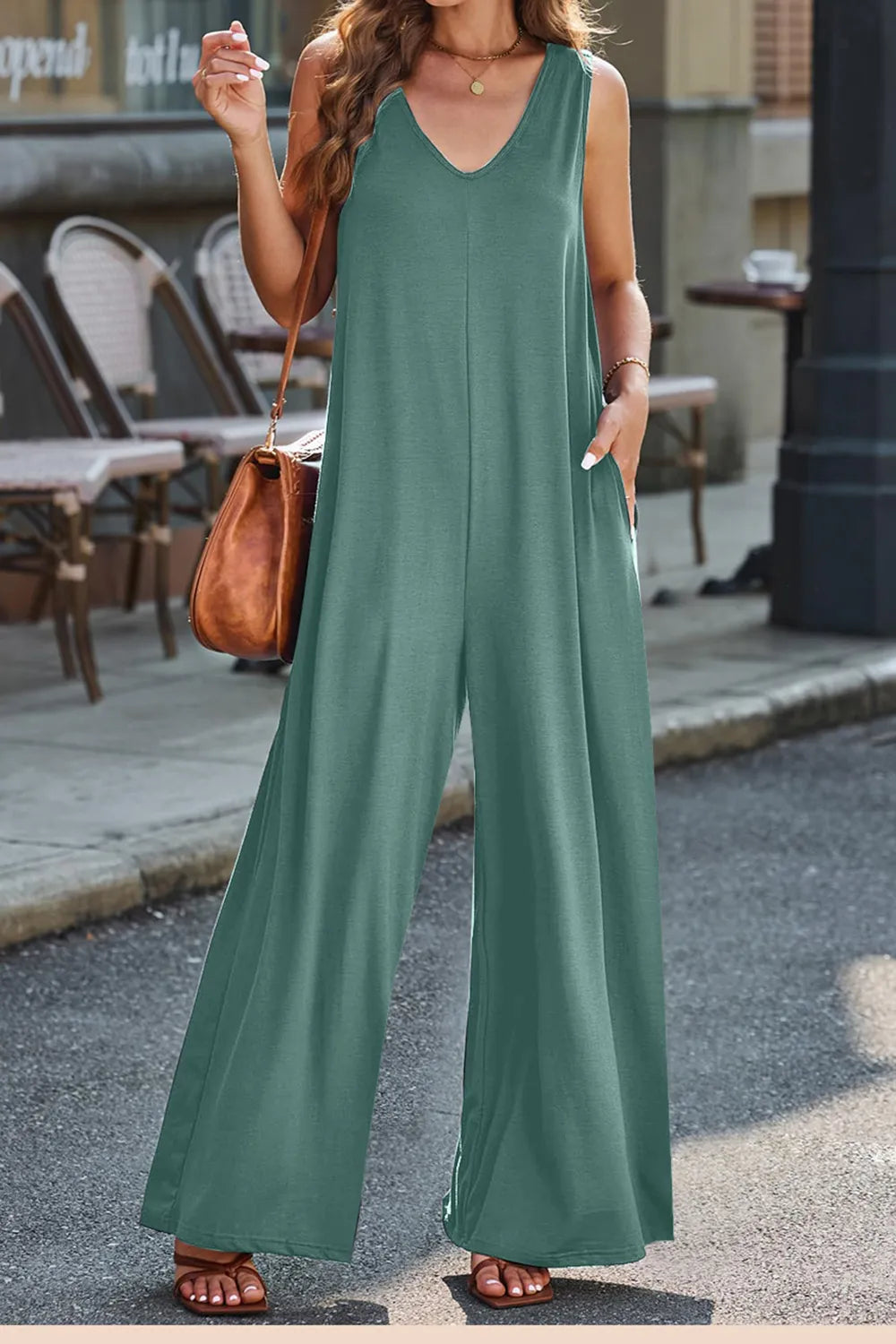Full Size V-neck Wide Strap Jumpsuit (5)