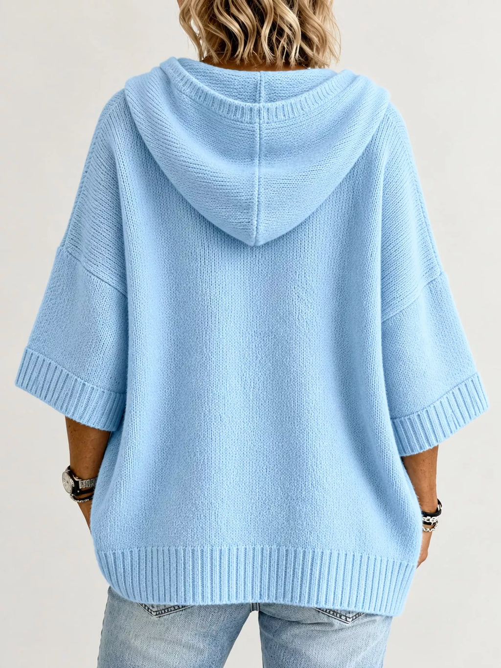 Full Size Hooded Open-front Knit Cardigan Plus (8)