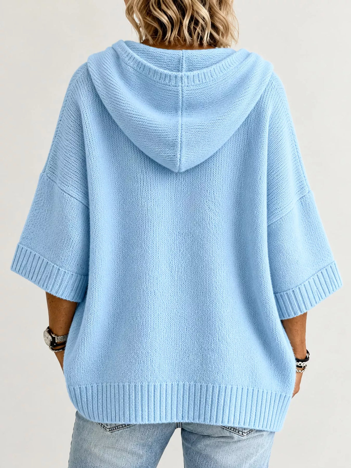 Full Size Hooded Open-front Knit Cardigan Plus (8)