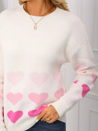 Valentine's Day Heart Pattern Crew Neck Sweater (4)