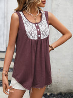 Lace Contrast Scoop Neck Tank (9)