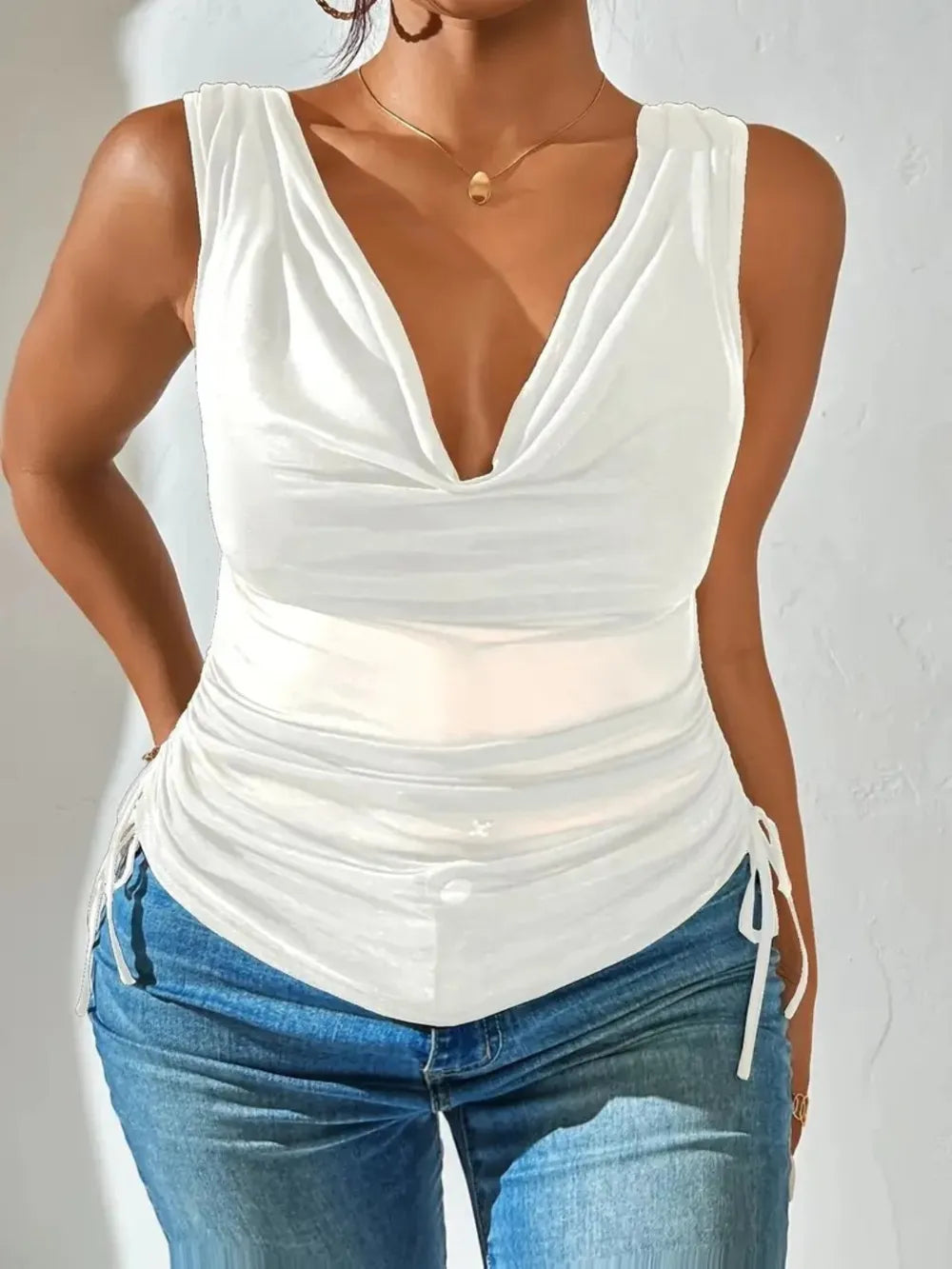Side Drawstring Ruched Tank (8)