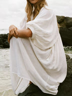 Tie Neck 3/4 Sleeve Midi Dress (3)
