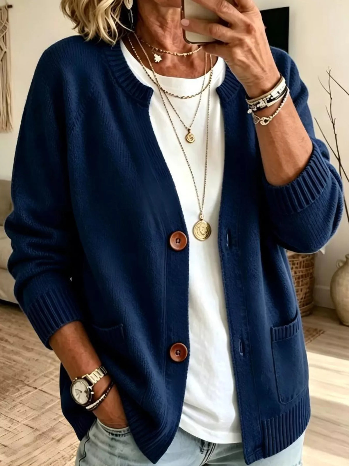 Full Size Button-down Knit Cardigan Plus (5)