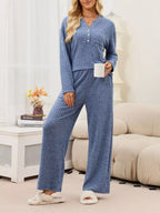 Ribbed Knit Top Wide-leg Pants Set (3)