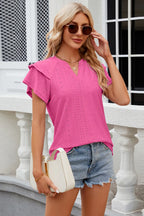 Eyelet Notched Short Sleeve T-shirt (4)