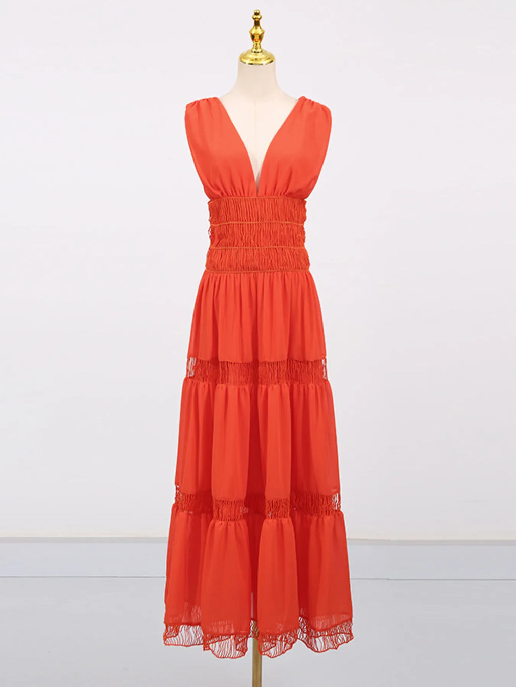 Tiered V-neck Sleeveless Maxi Dress (14)