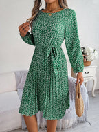Ditsy Floral Tie Waist Pleated Dress (25)