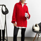 Ribbed Half Zip Long Sleeve Sweater (7)