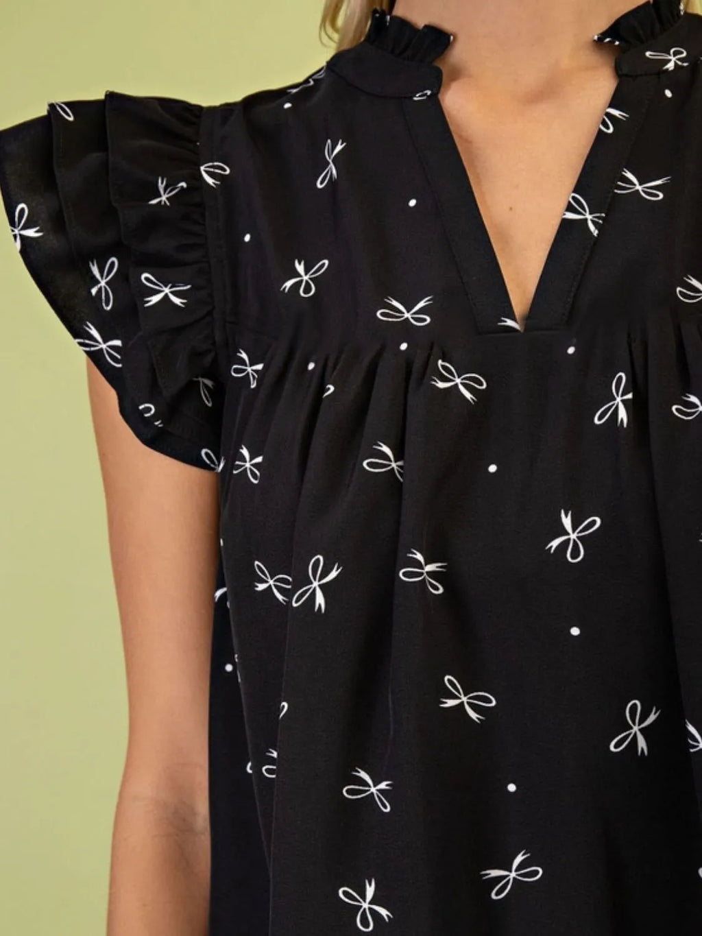 Notched Ruffled Cap Sleeve Blouse (11)