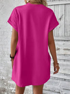 Round Neck Short Sleeve Mini Dress (29)