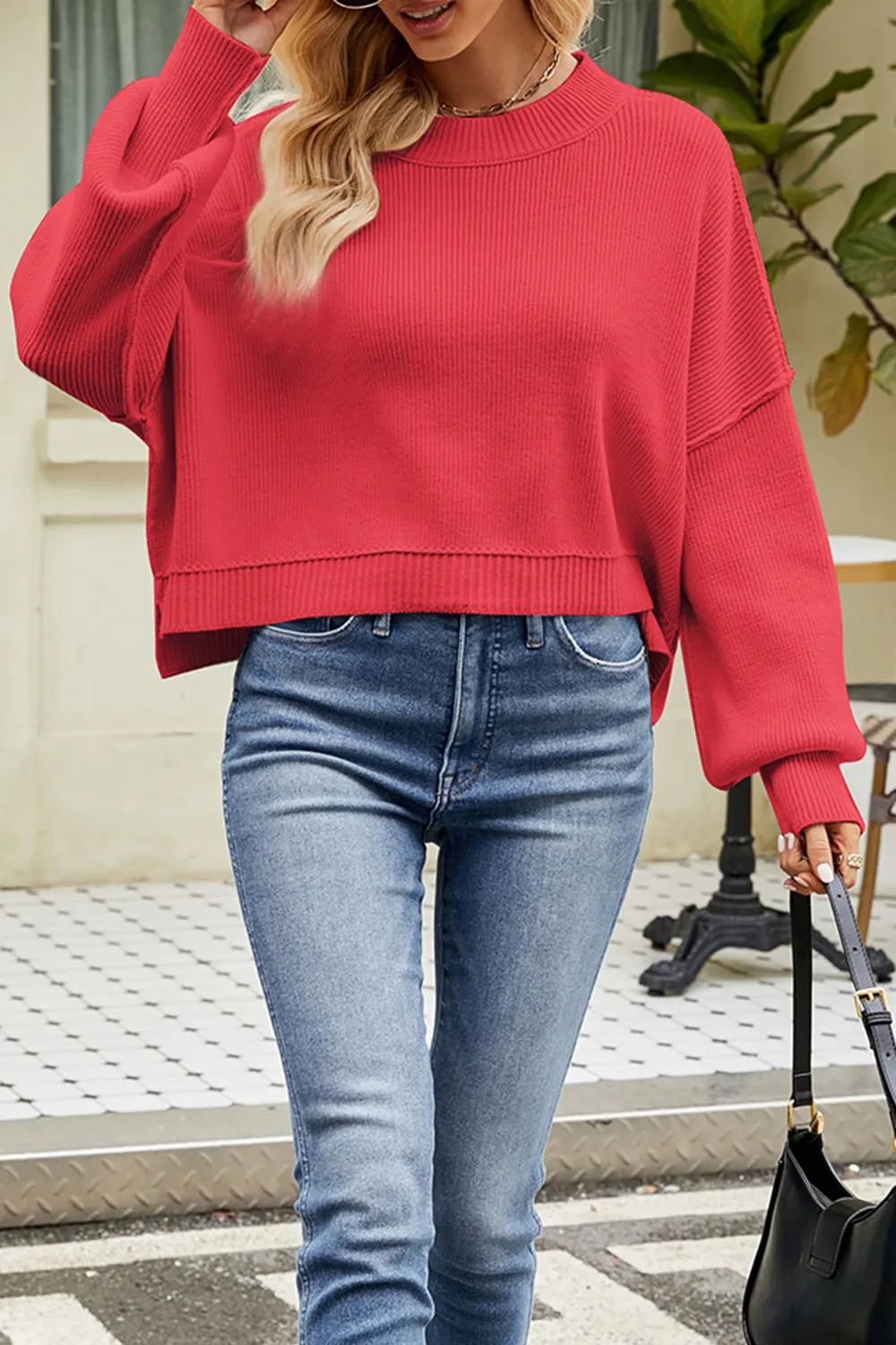 Round Neck Dropped Shoulder Sweater (28)