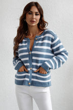 Striped Button Down Long Sleeve Cardigan (6)