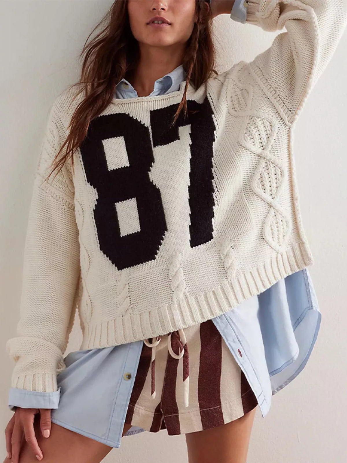 87 Number Cable-knit Sweater
