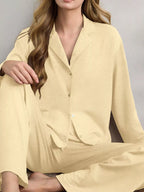 Button-down Top Wide-leg Pants Lounge Set (7)
